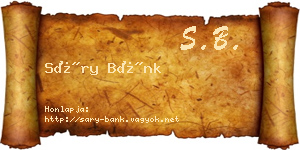 Sáry Bánk névjegykártya